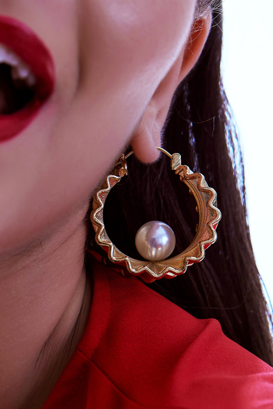 Golden Oyster Hoops