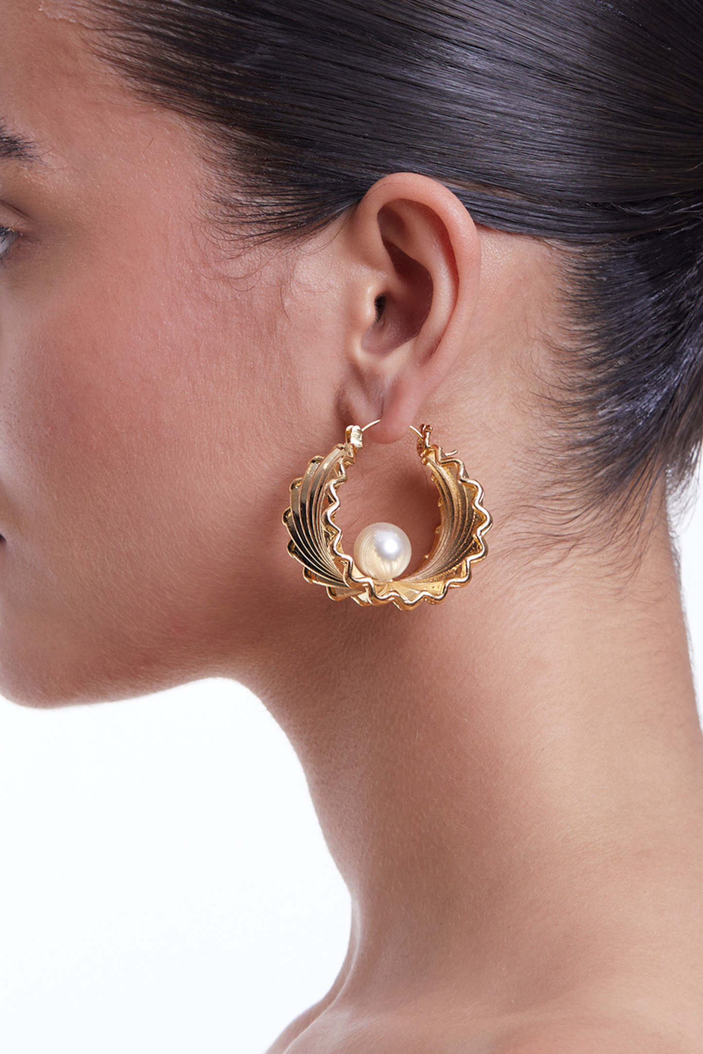 Golden Oyster Hoops
