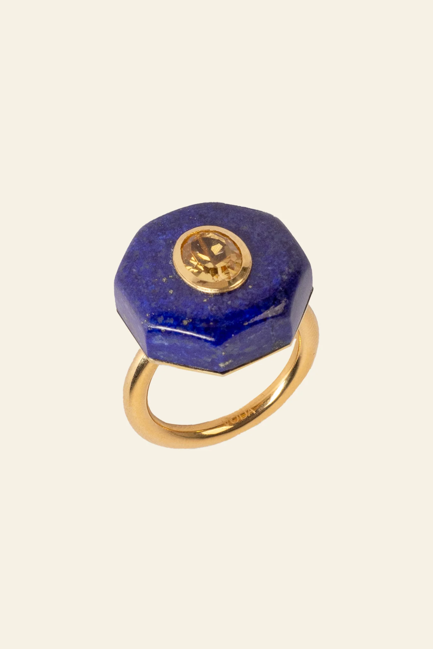 Genesis Ring - Lapis Lazuli Hexagon & Citrine Oval