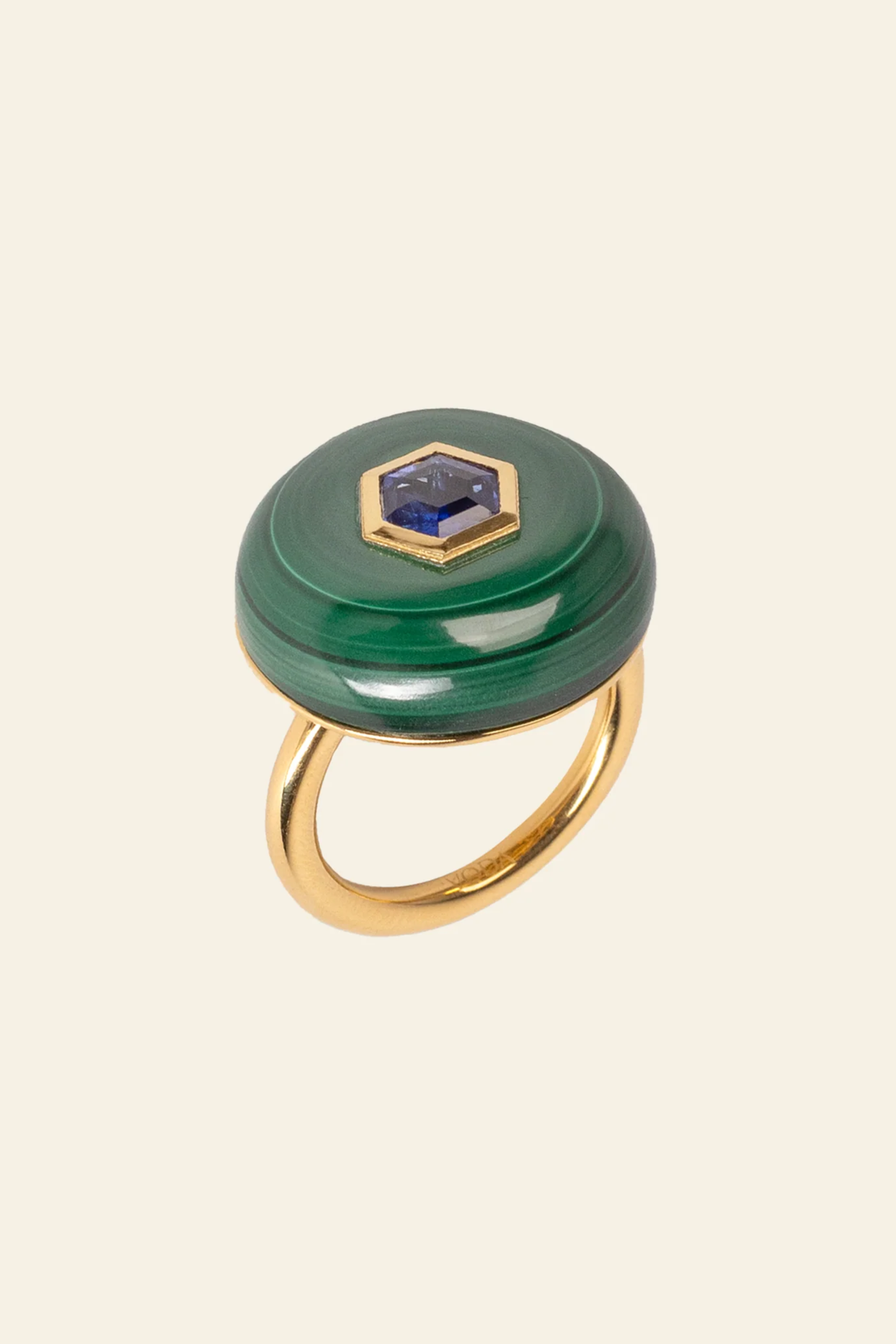 Genesis Ring - Malachite Round & Kyanite Hexagon