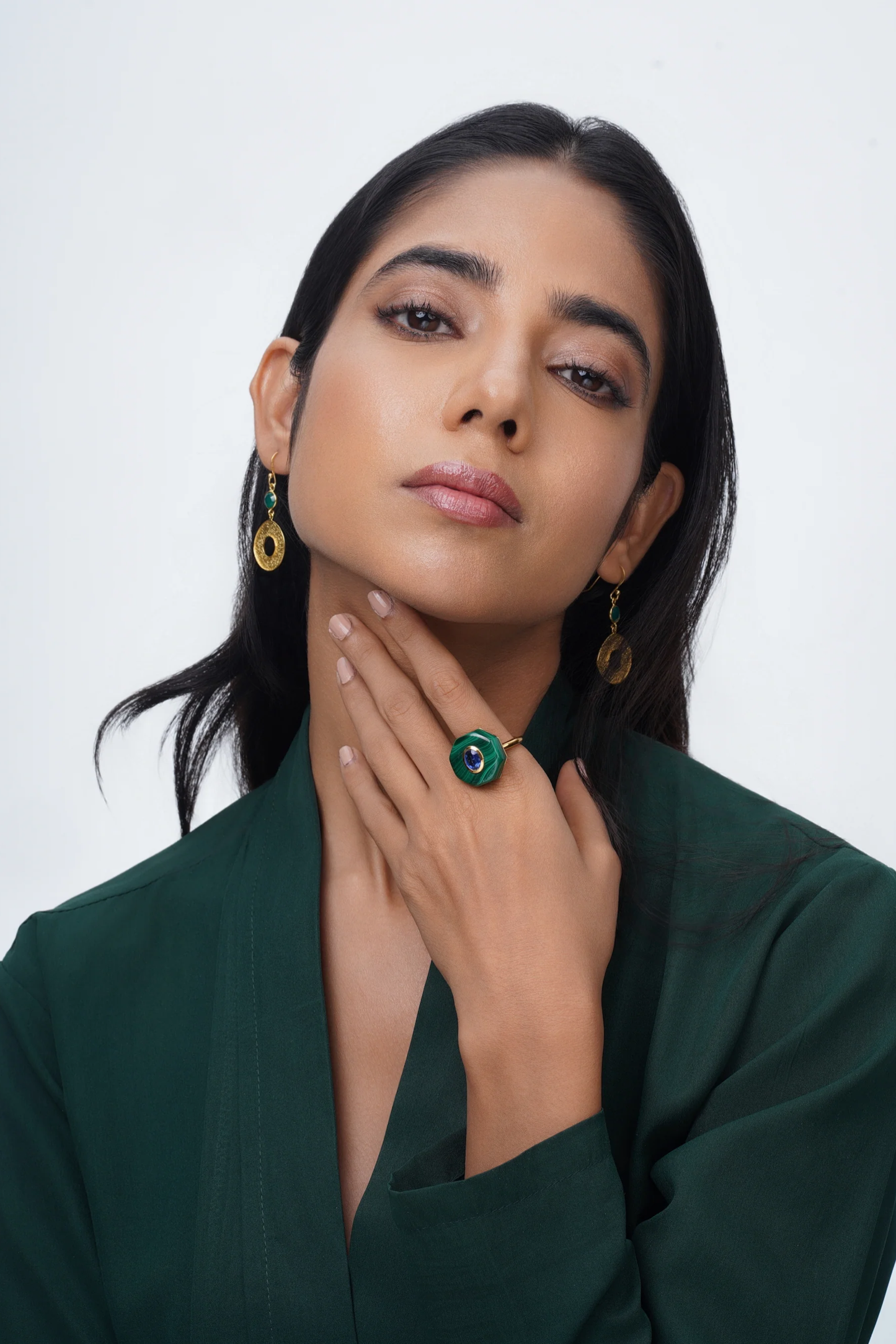 Genesis Ring - Malachite Hexagon & Kyanite Oval