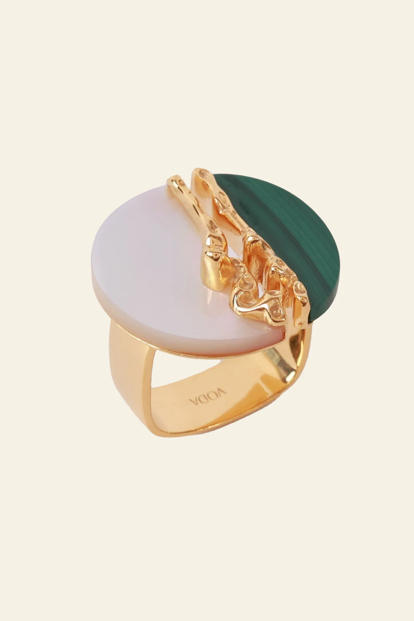 Luna Ring - Mother of Pearl and Malachite