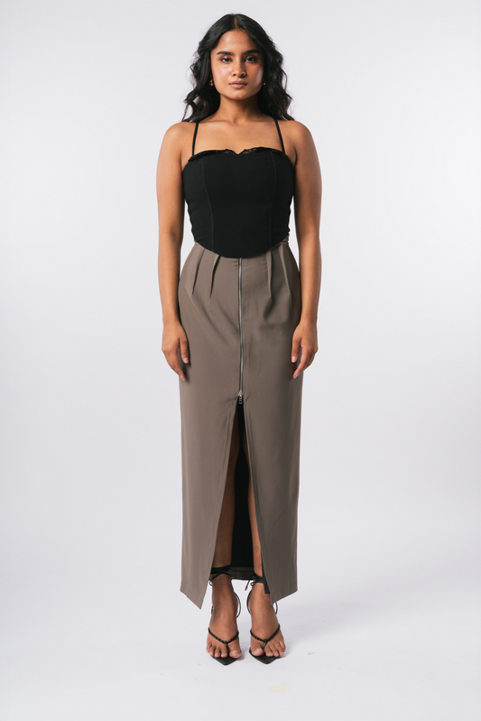 Grey Zip Down Midi