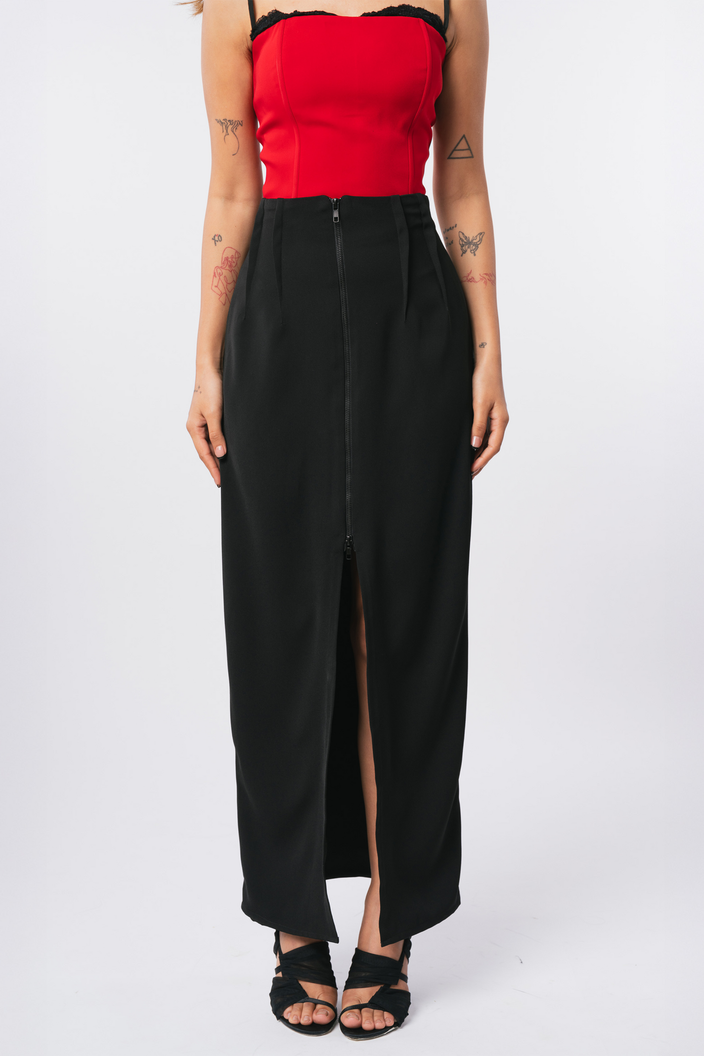 Black Zip down midi
