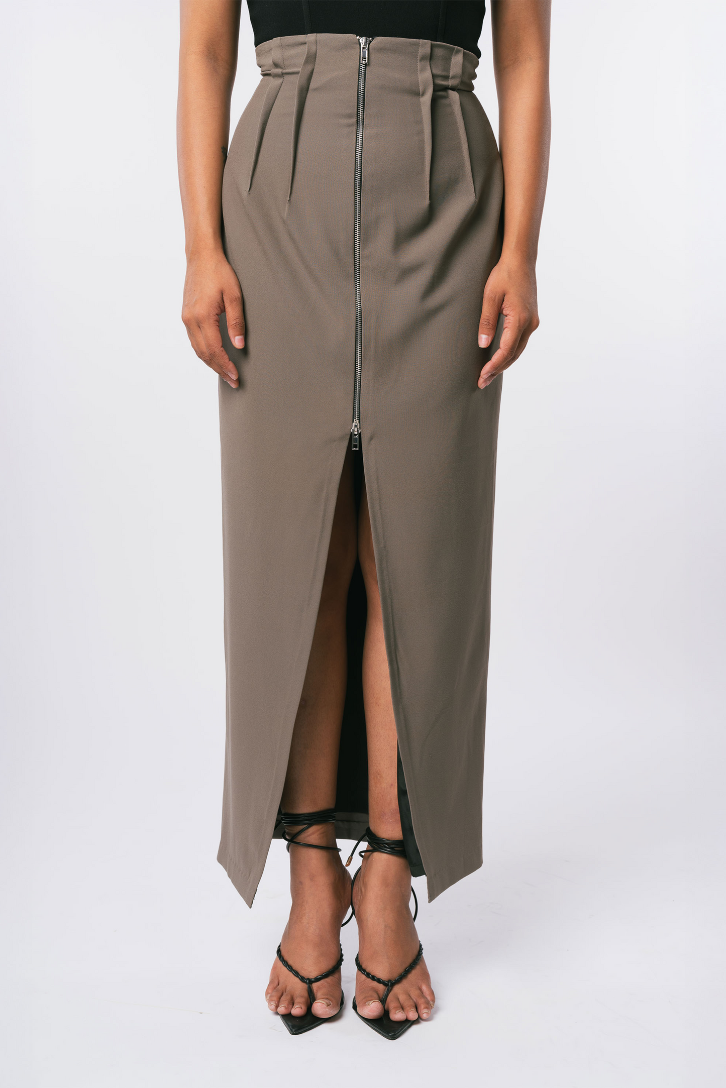 Grey Zip Down Midi