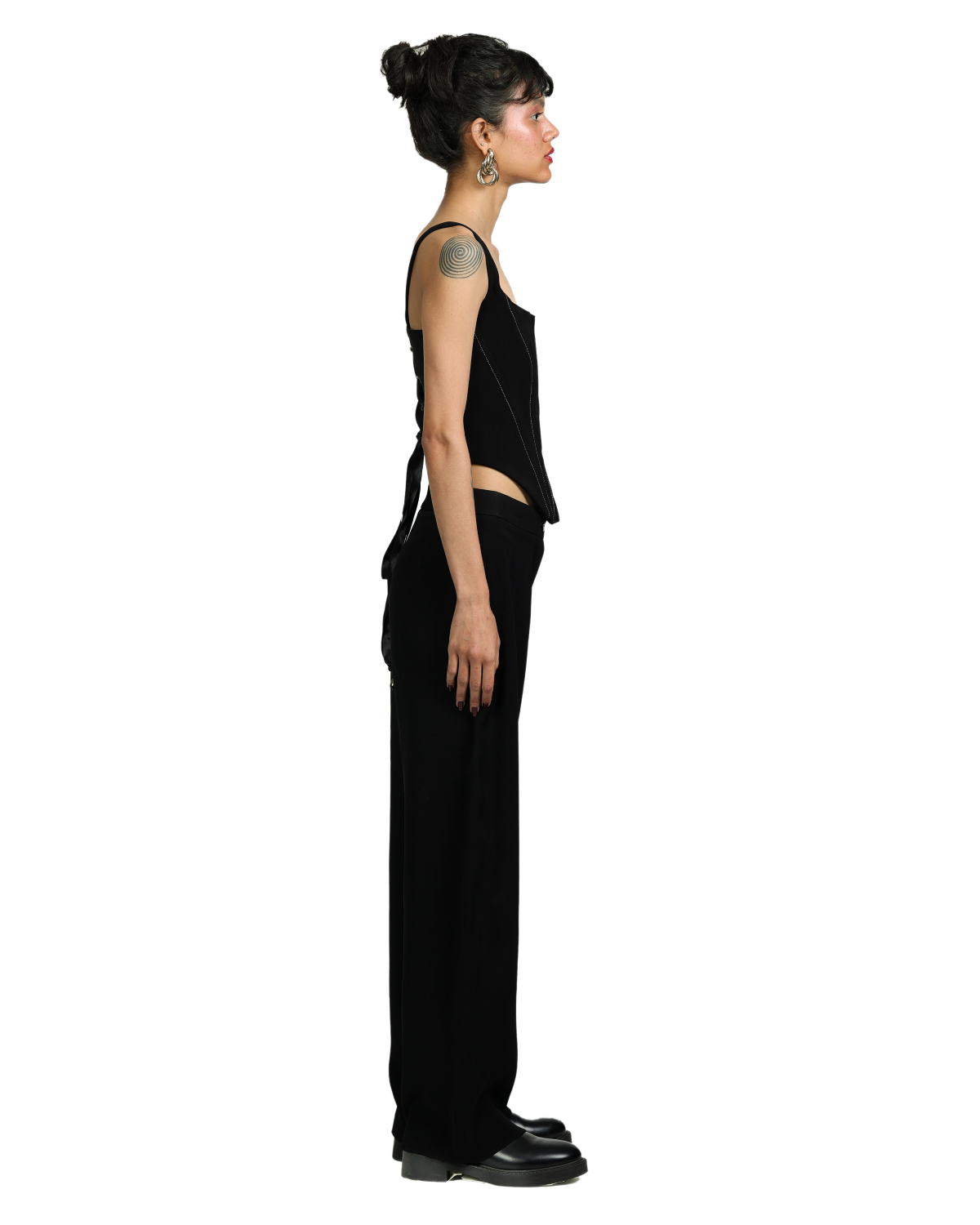 Knotty Corset With High Waisted Pants - Black