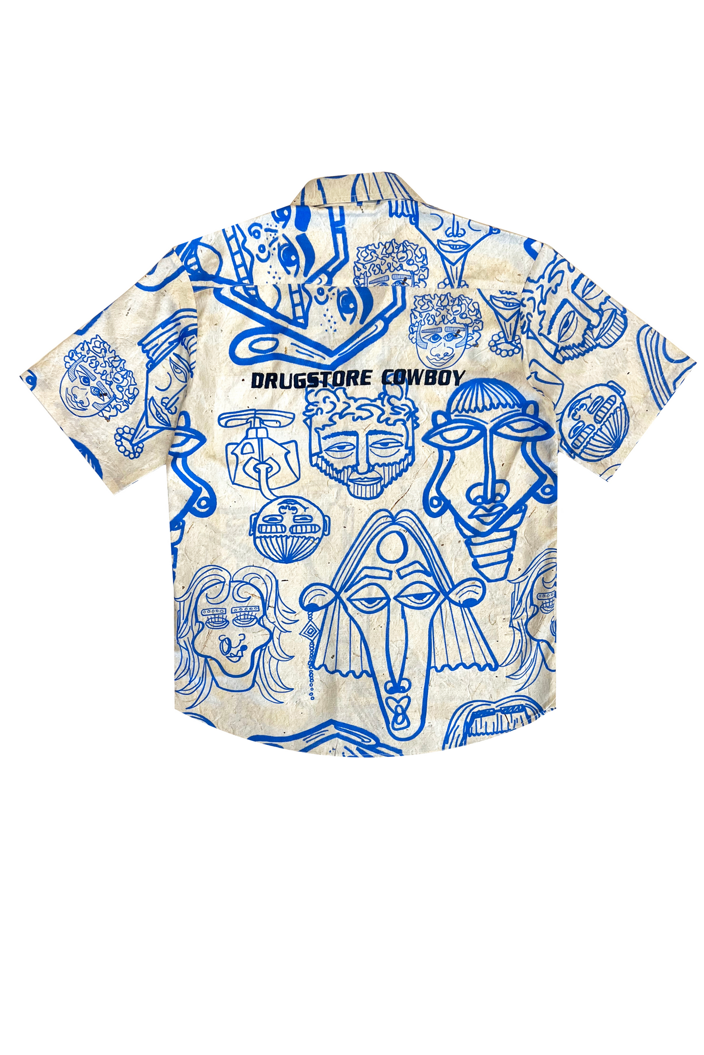 Blue-Beige Illustration Shirt