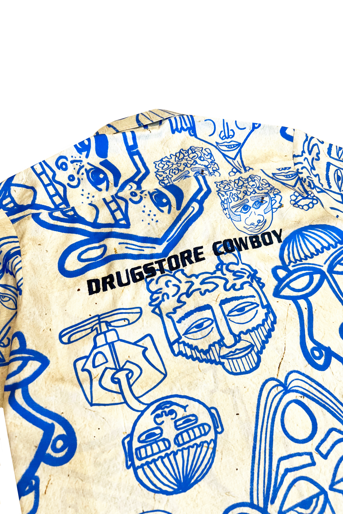 Blue-Beige Illustration Shirt