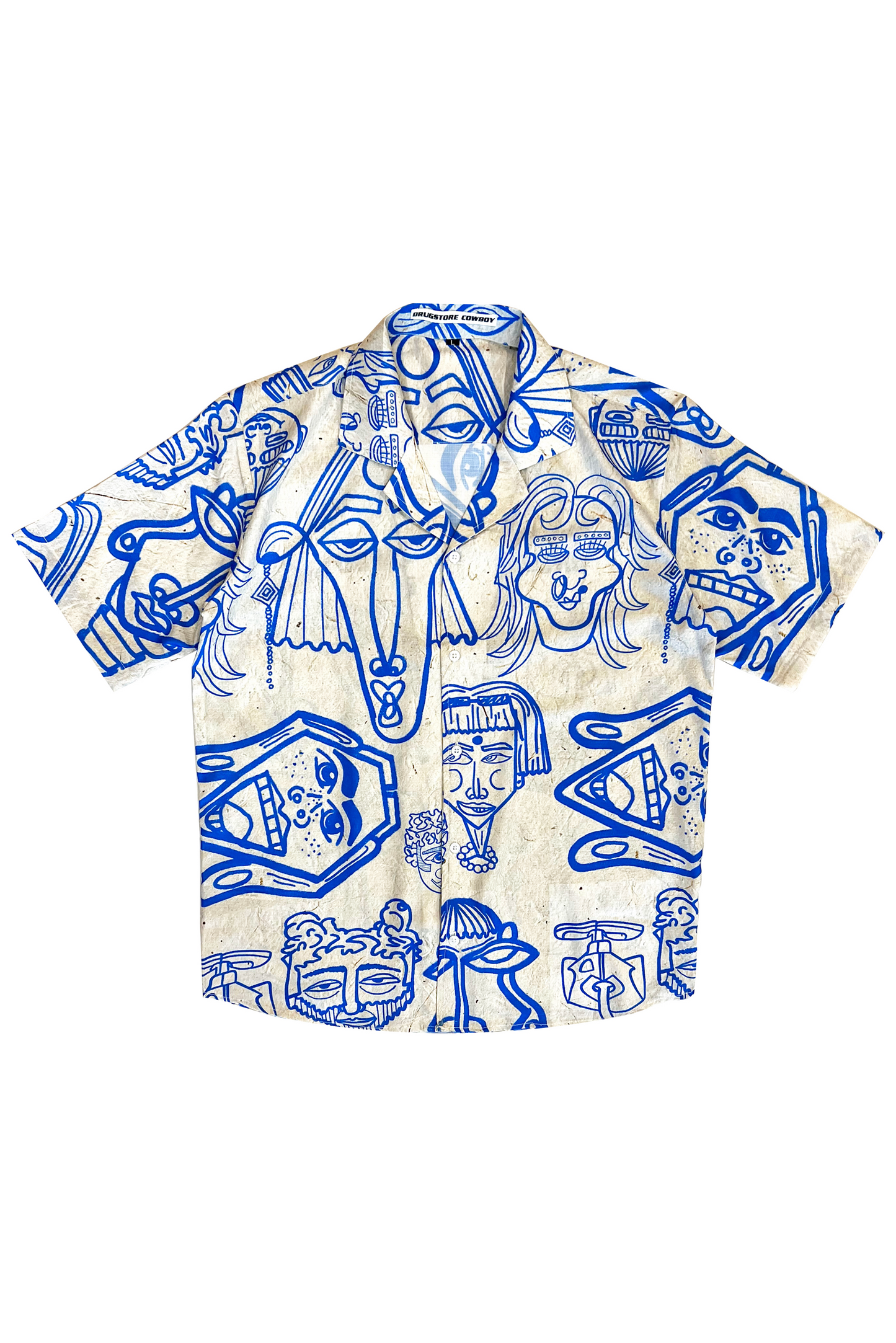 Blue-Beige Illustration Shirt