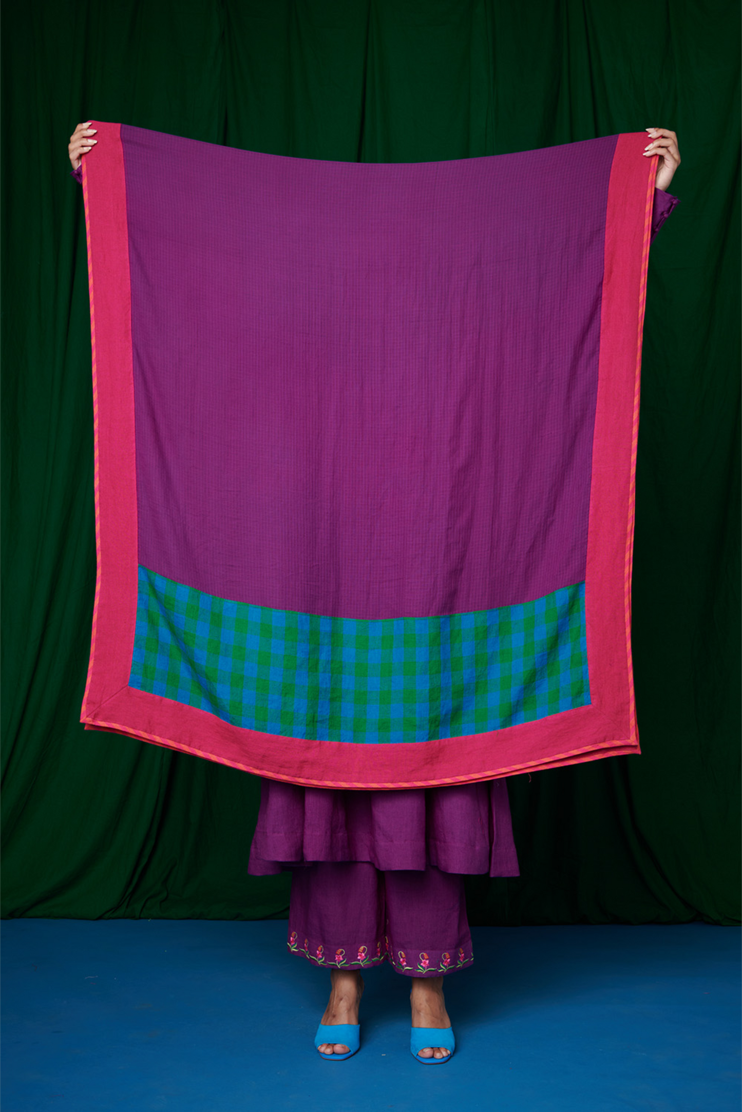 Violet Linen Anarkali Kurta Set