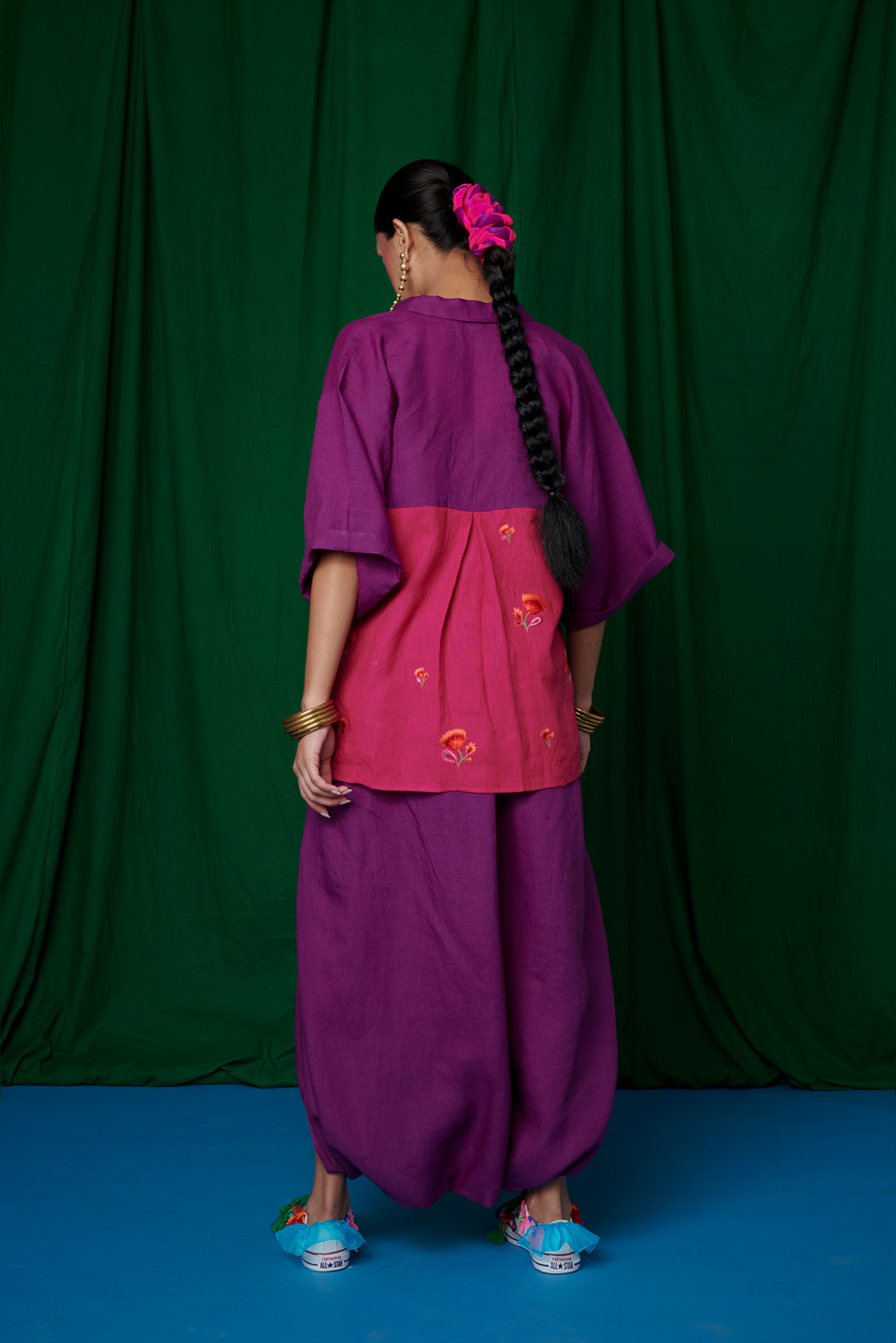 Violet Linen Boho Shirt and Dhoti Pants