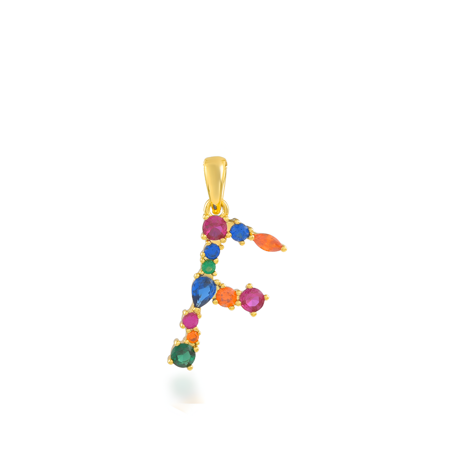 Multi Gemstone Alphabets Necklace - F