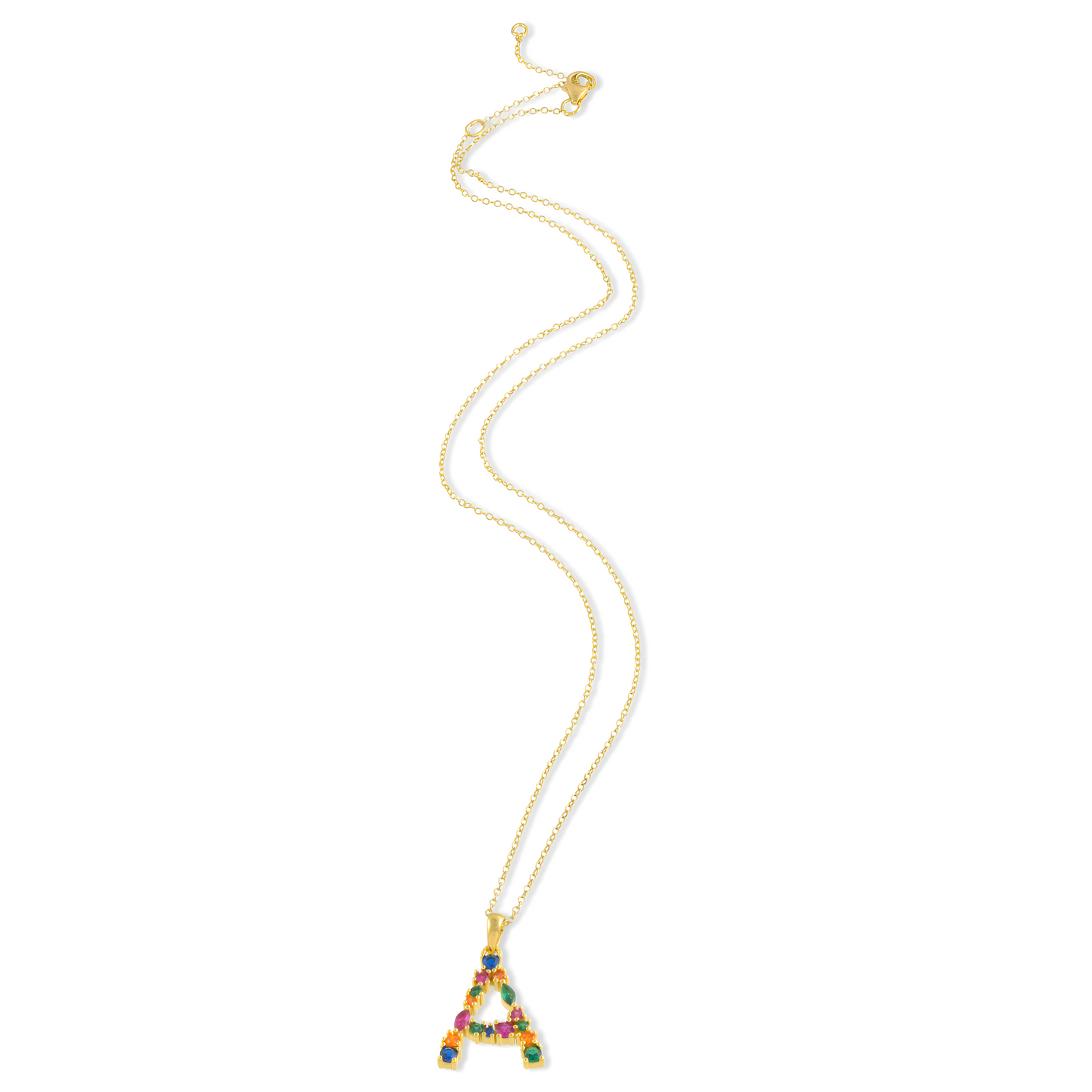 Multi Gemstone Alphabets Necklace - A