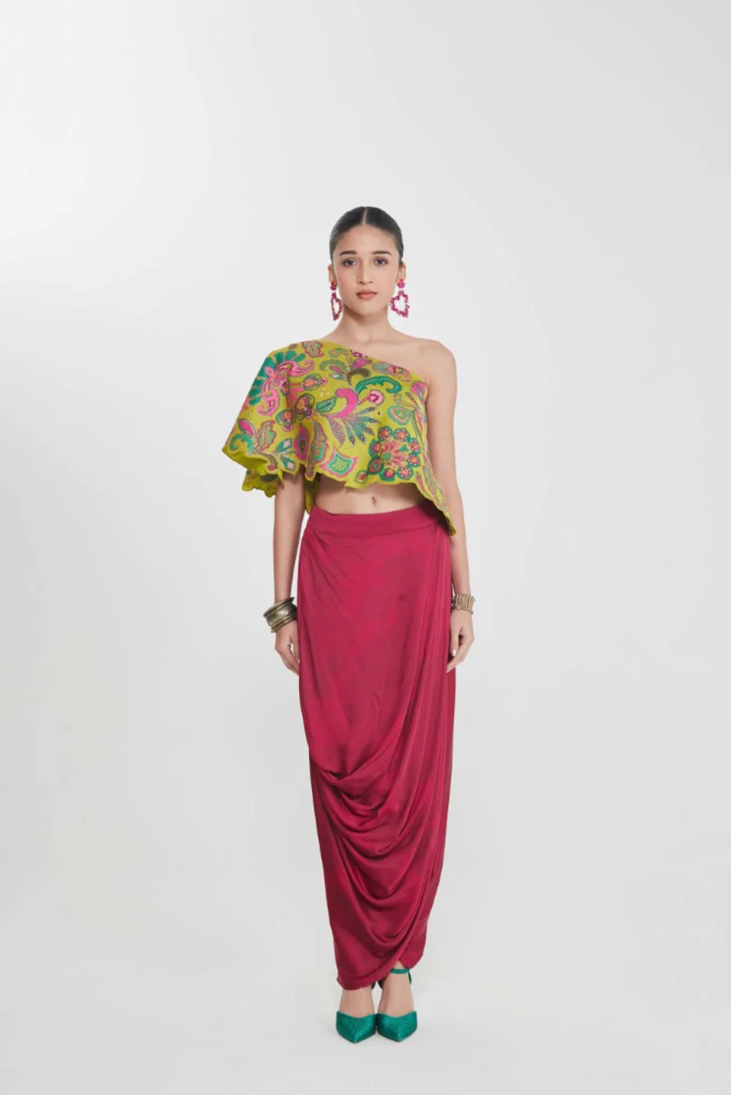 Amber One Shoulder Top and Drape Skirt