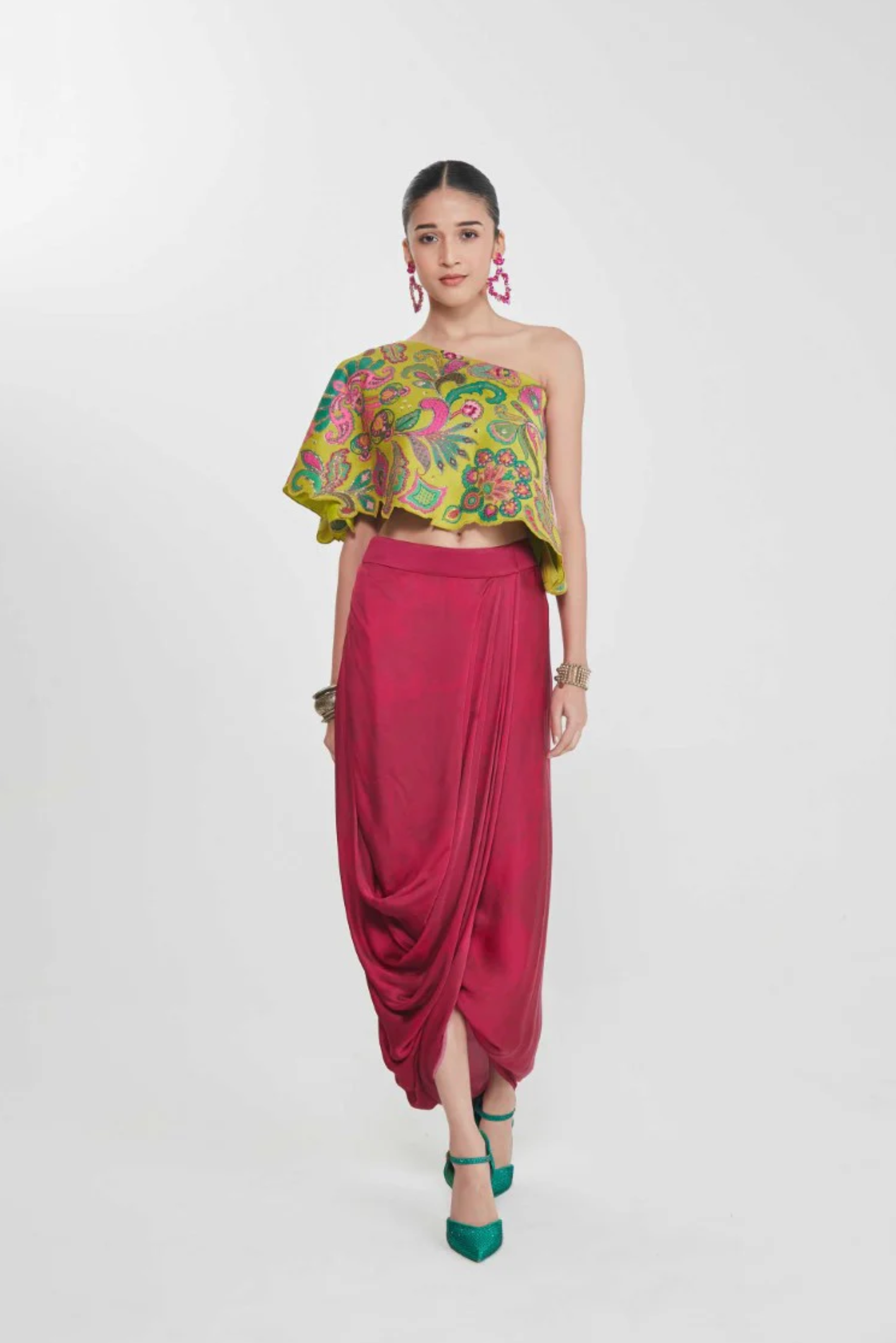 Amber One Shoulder Top and Drape Skirt