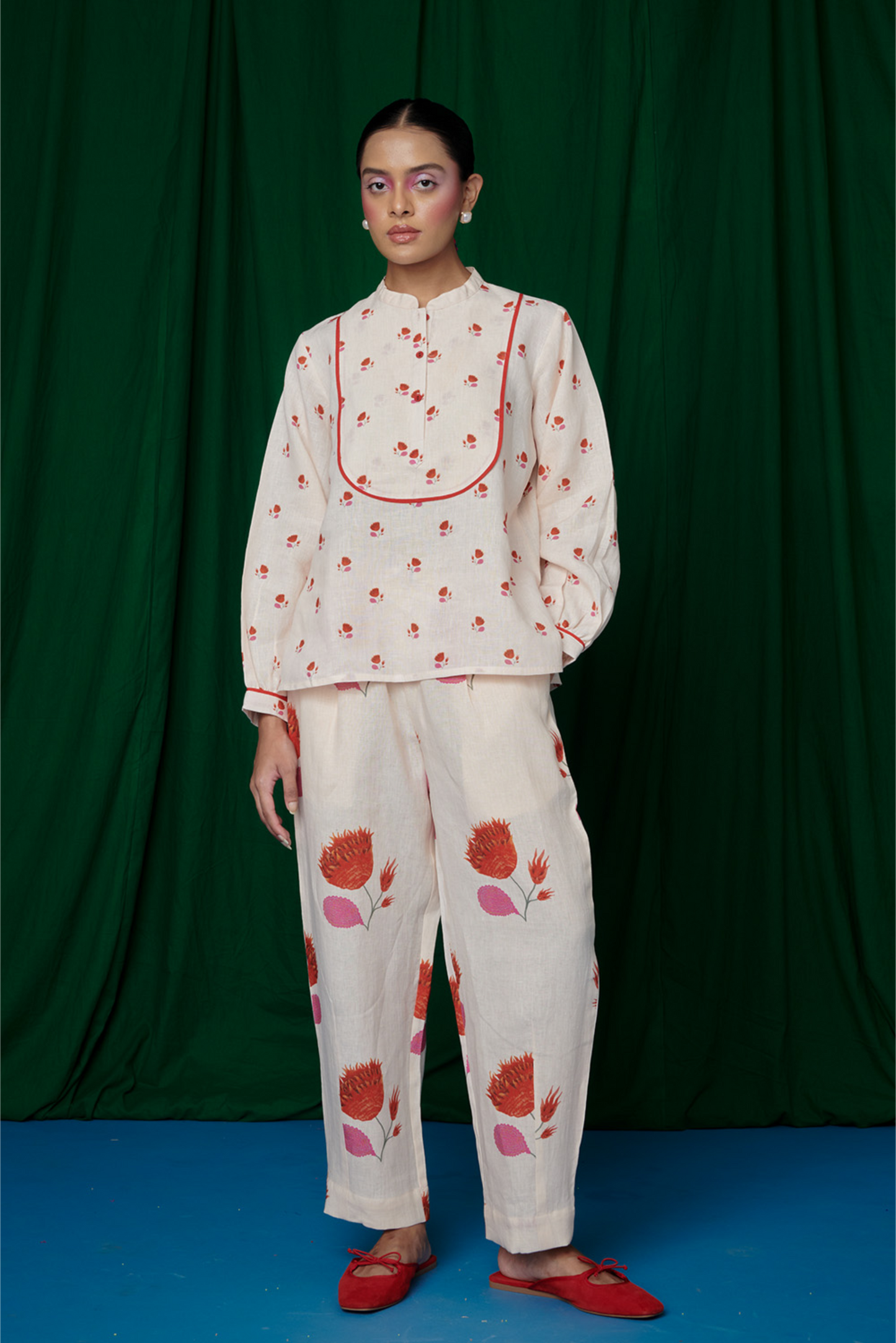 Wildflower Linen Jacket and Lounge Pants