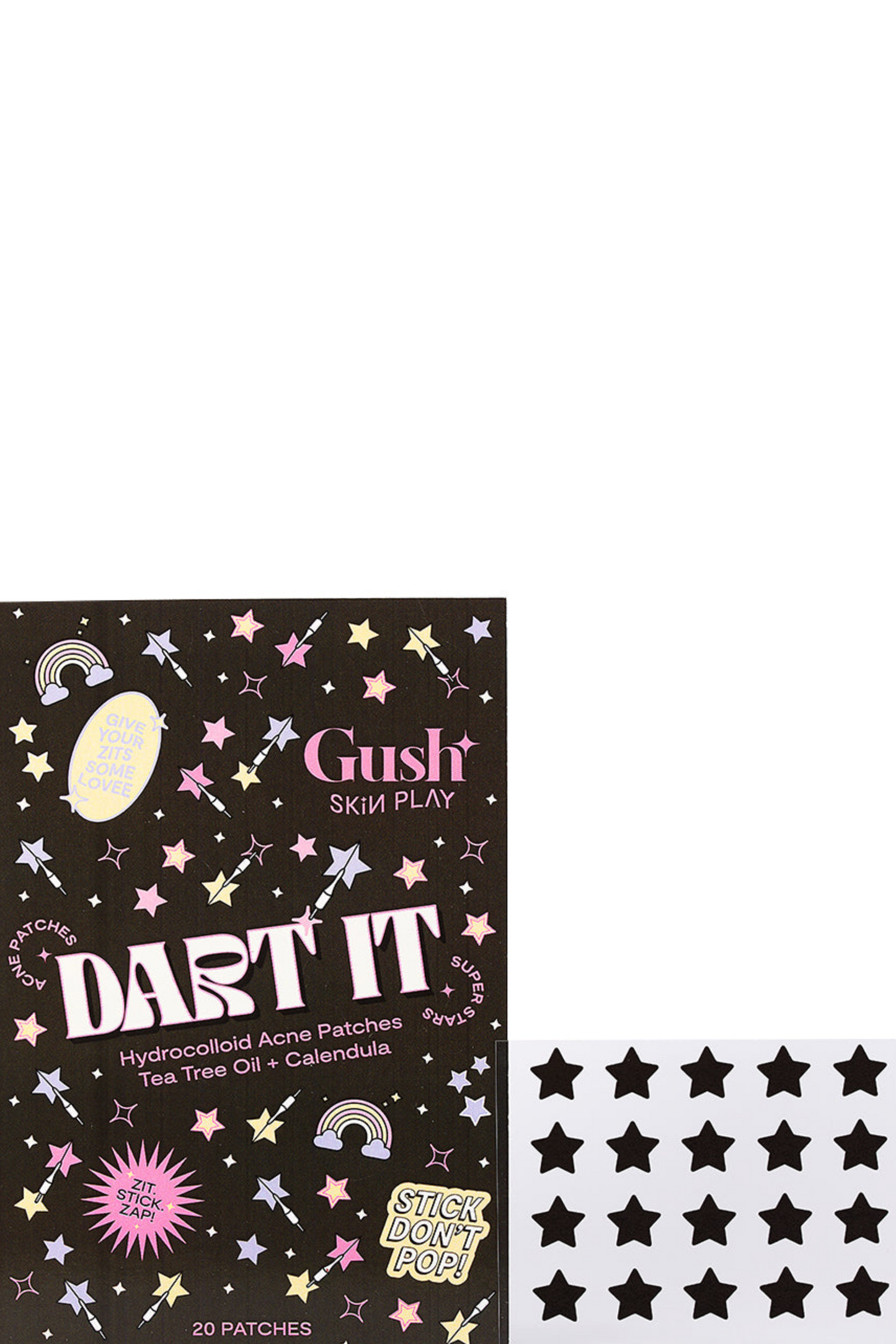 Gush Beauty Pimple Patches for Healing Acne, Zits and Blemishes  - Black Star