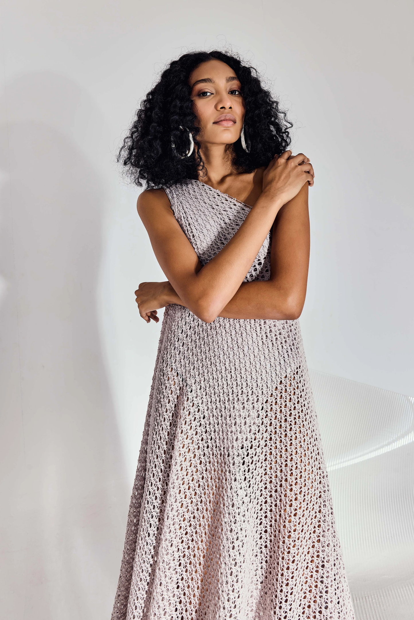 Selene Asymmetrical Knit Dress- Grey