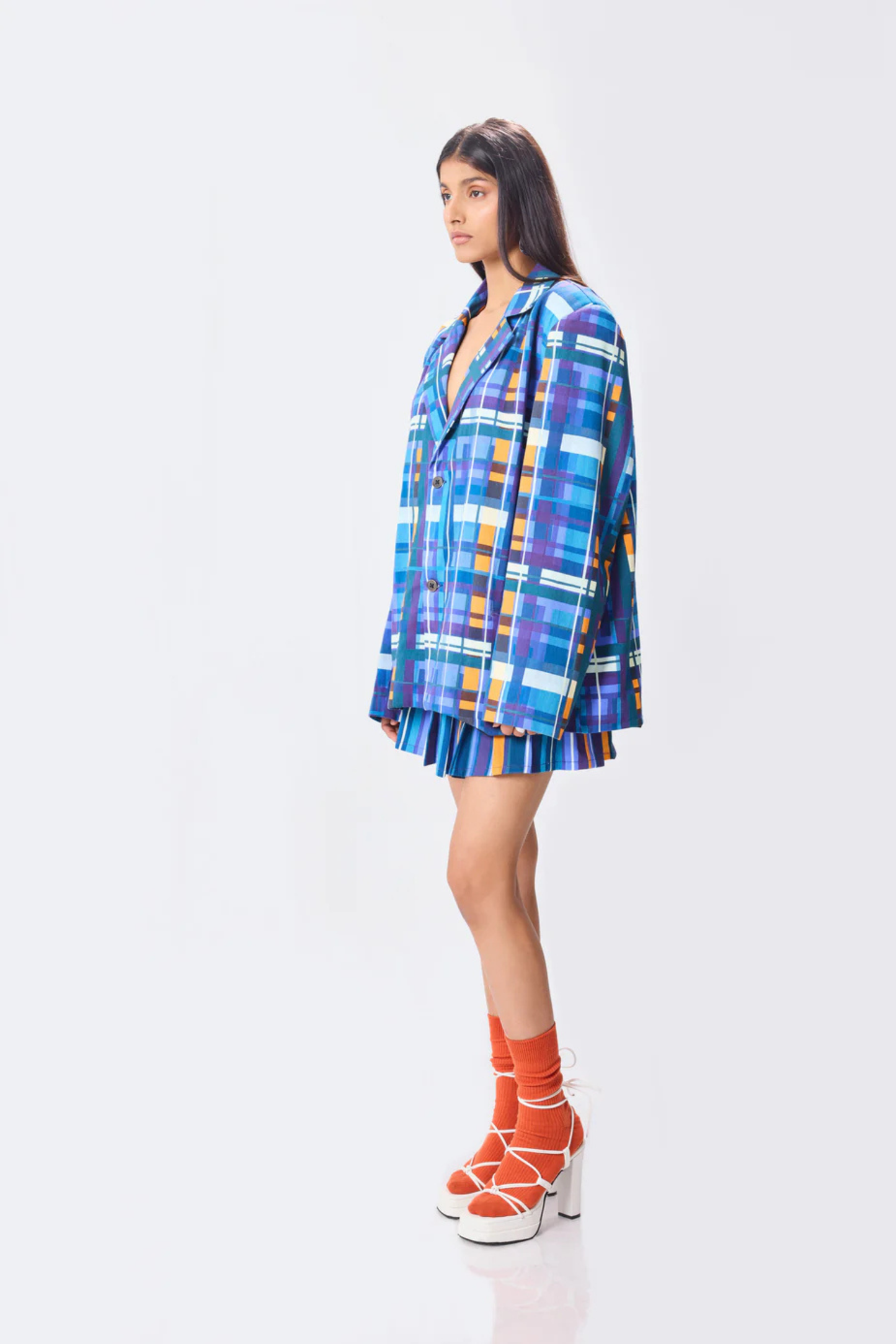 stripes pleated mini skirt