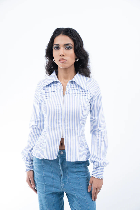 striped zipper shirt