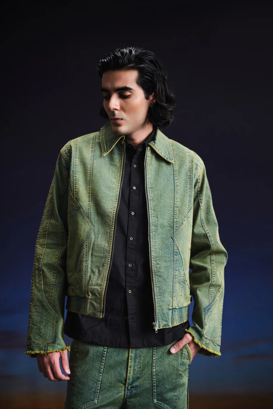 vintage green bomber jacket