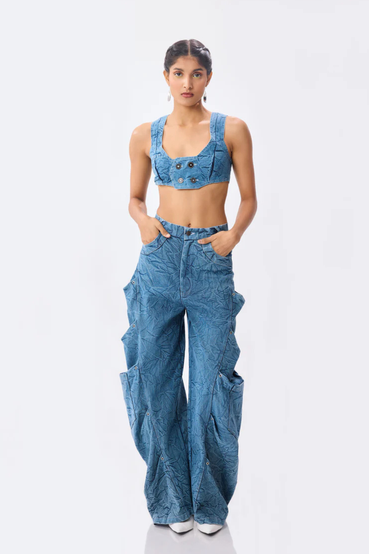 fitted denim vest
