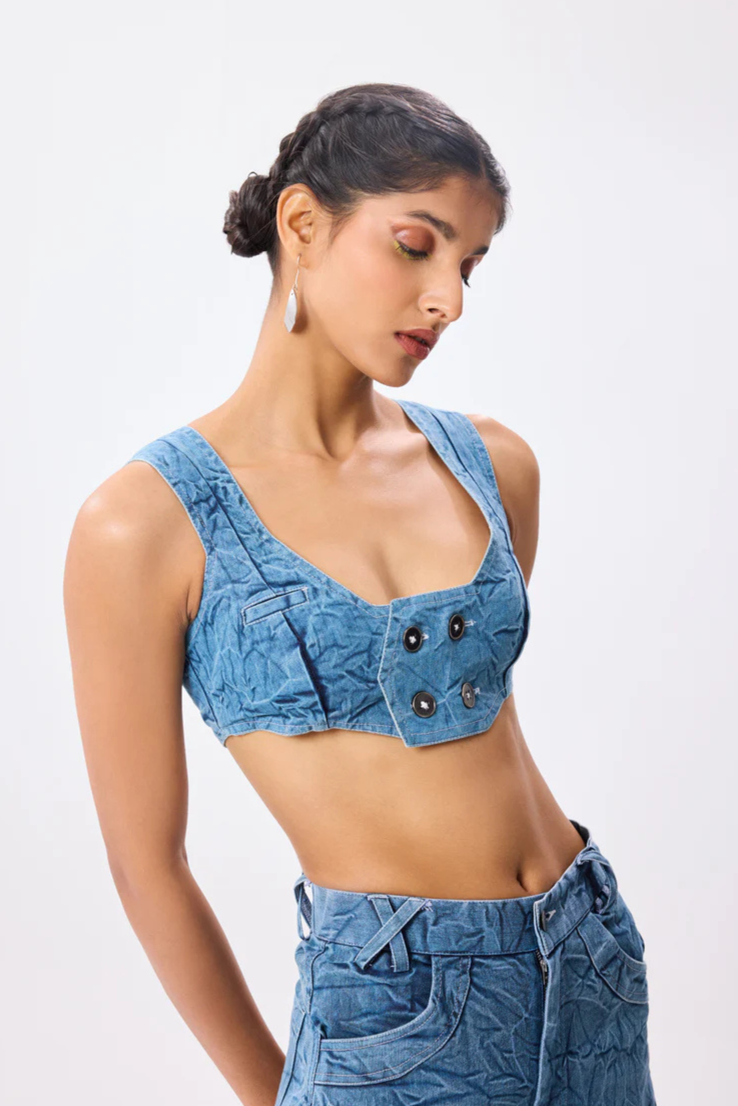 fitted denim vest