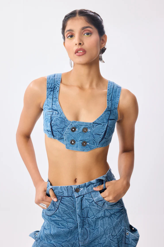 fitted denim vest