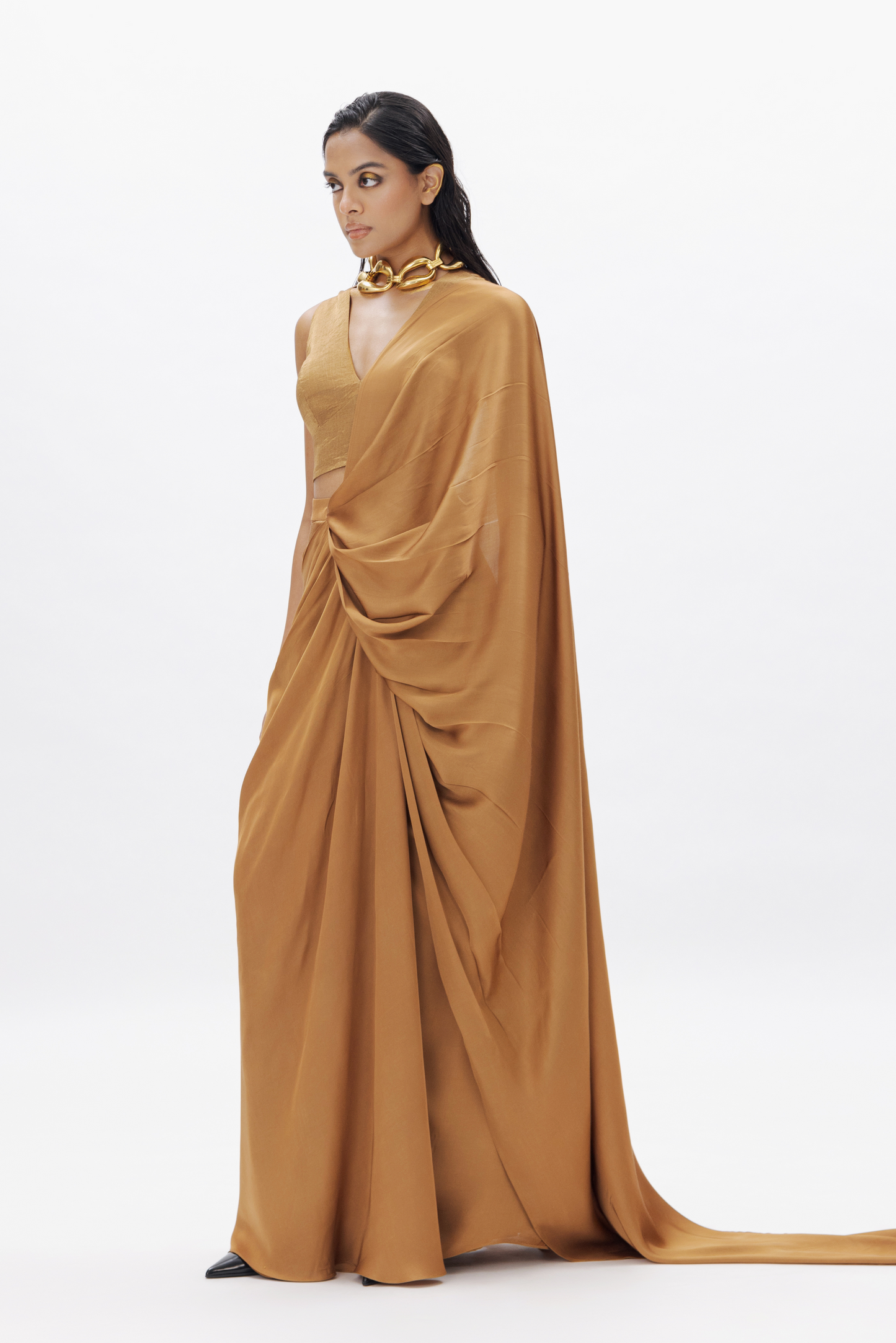 Jasmine Draped Saree In Gold