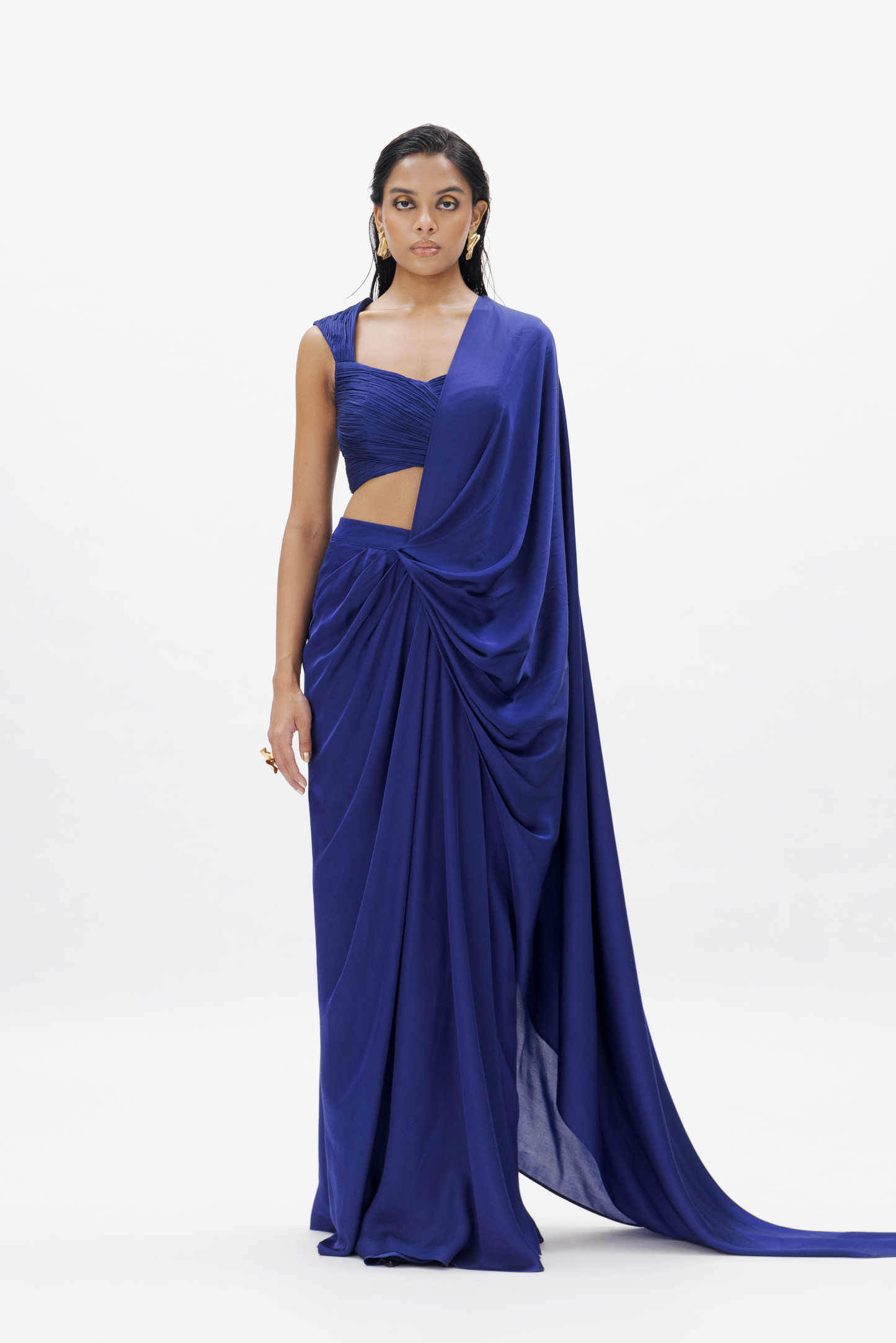 Jasmine Draped Saree in Royal Blue