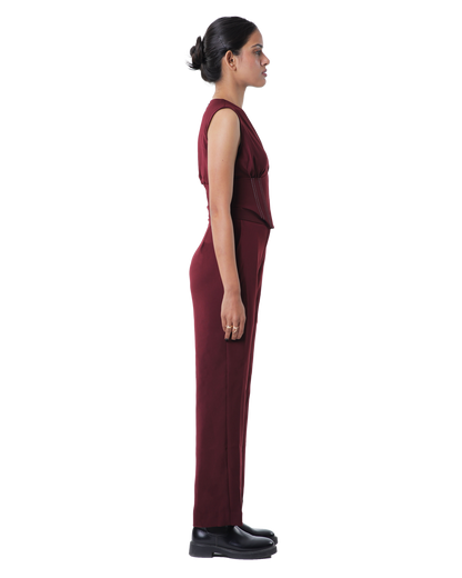 High Waisted Pants - Merlot