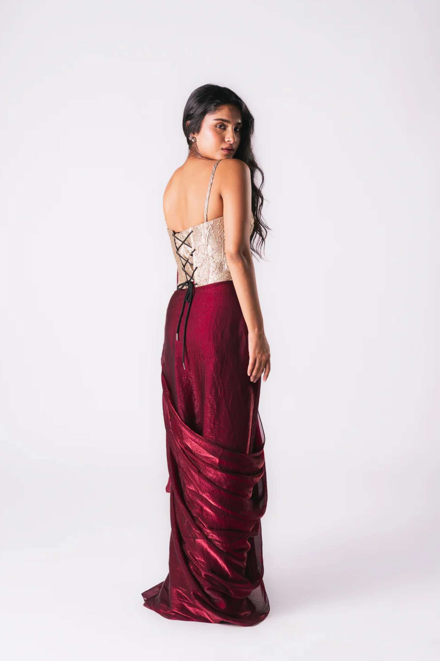 Maroon Tissue Saree