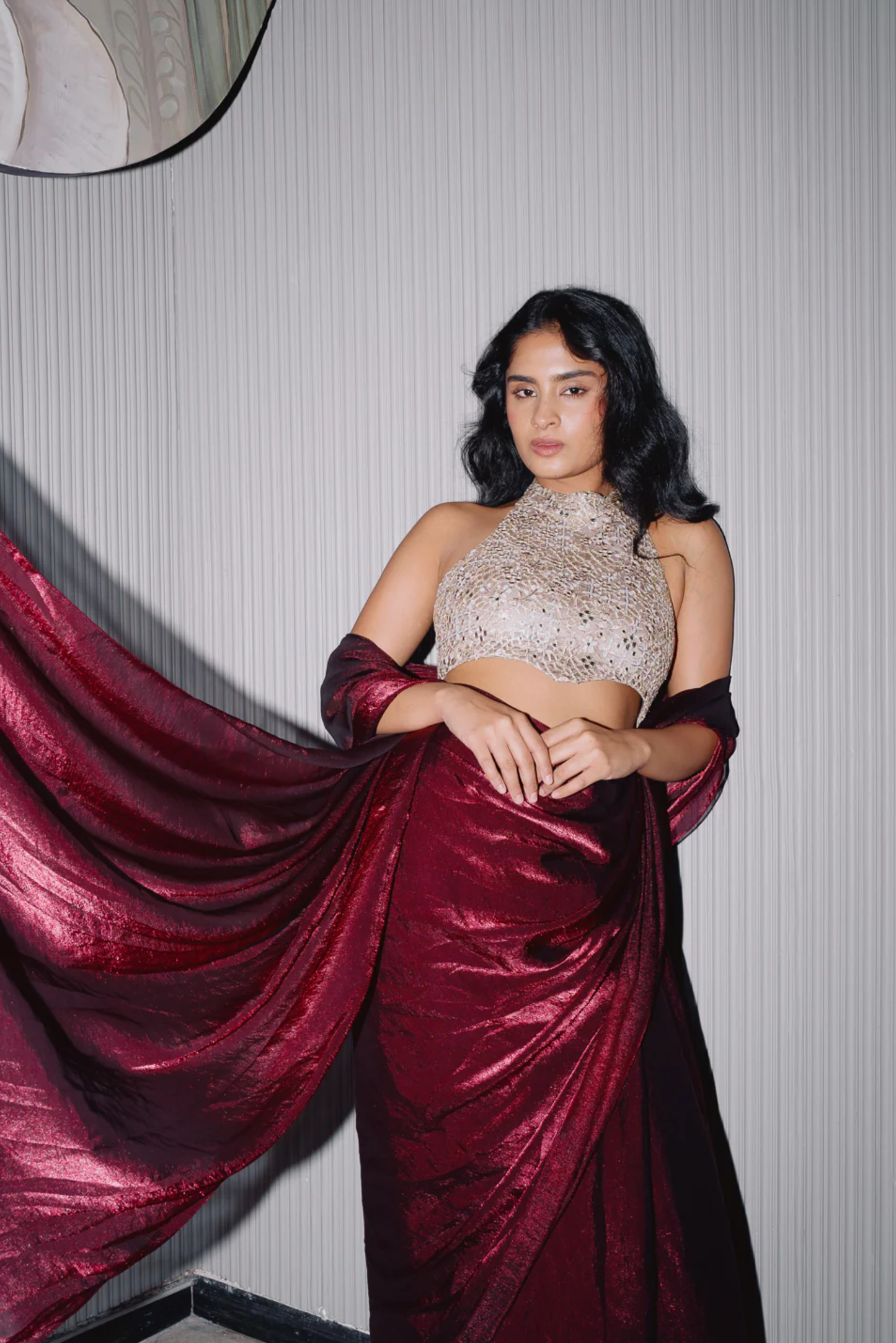 Maroon Tissue Saree