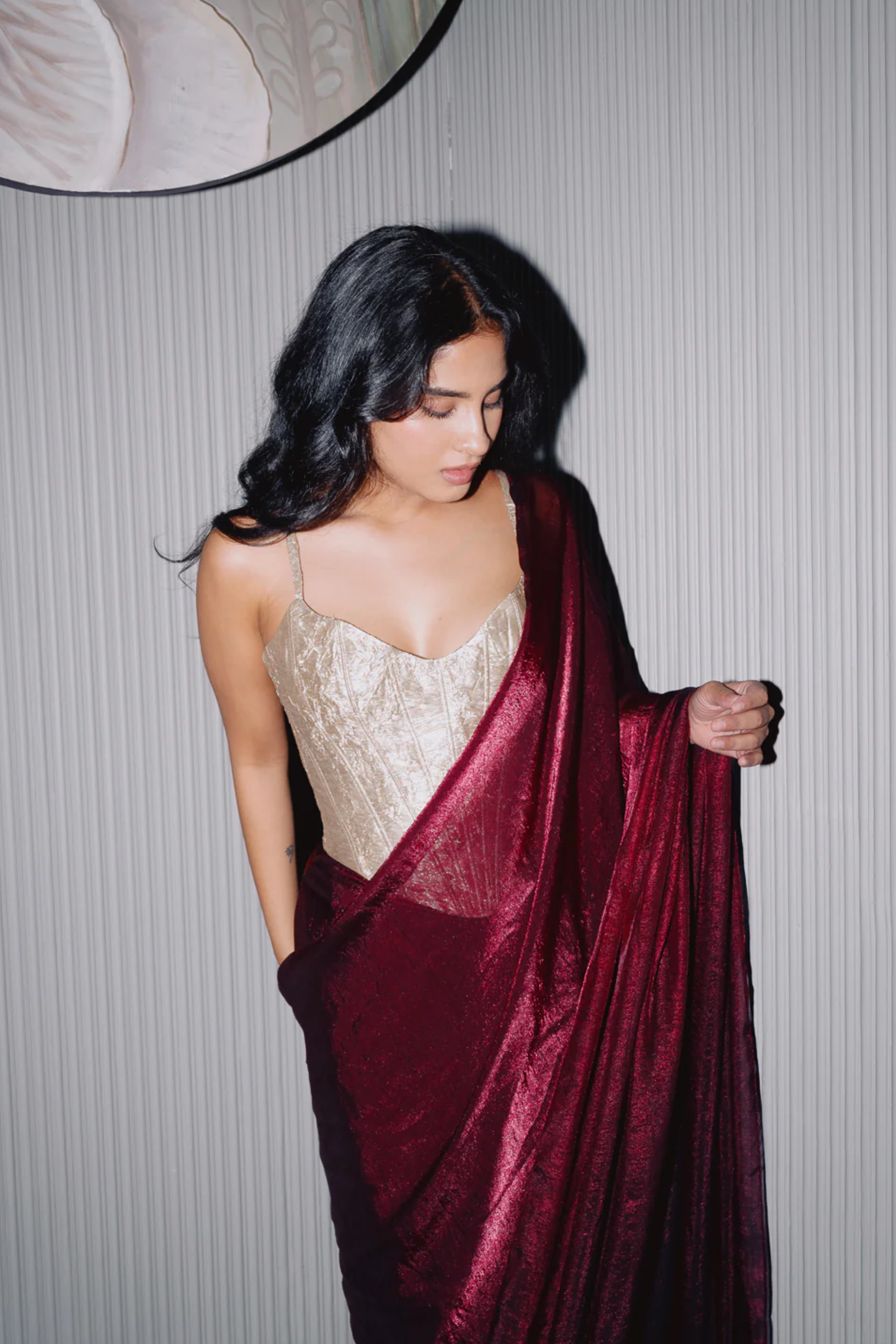 Maroon Tissue Saree