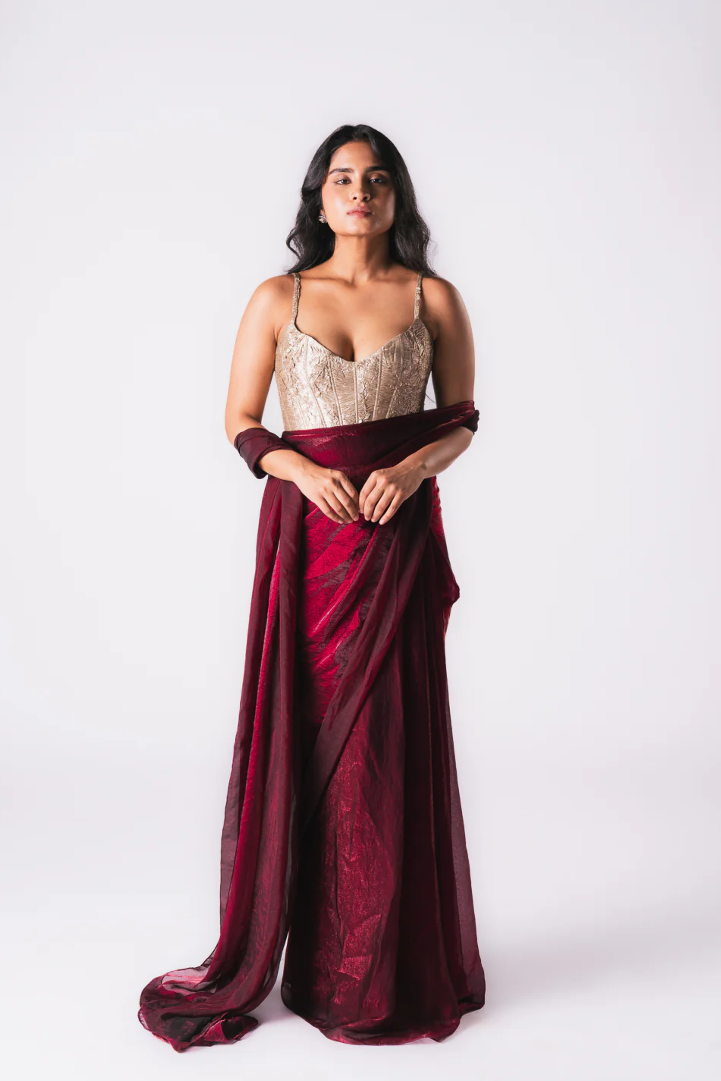 Maroon Tissue Saree