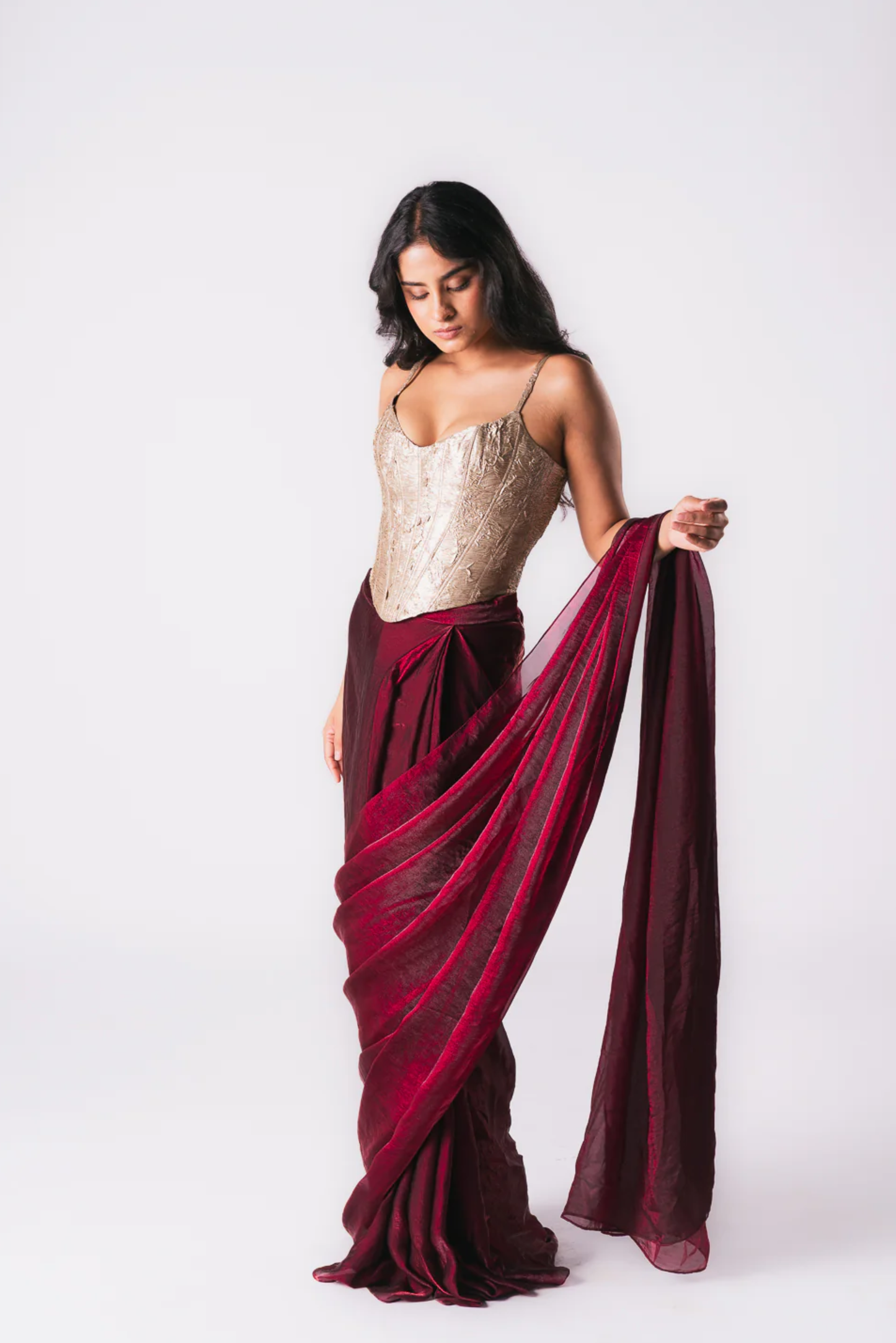 Maroon Tissue Saree