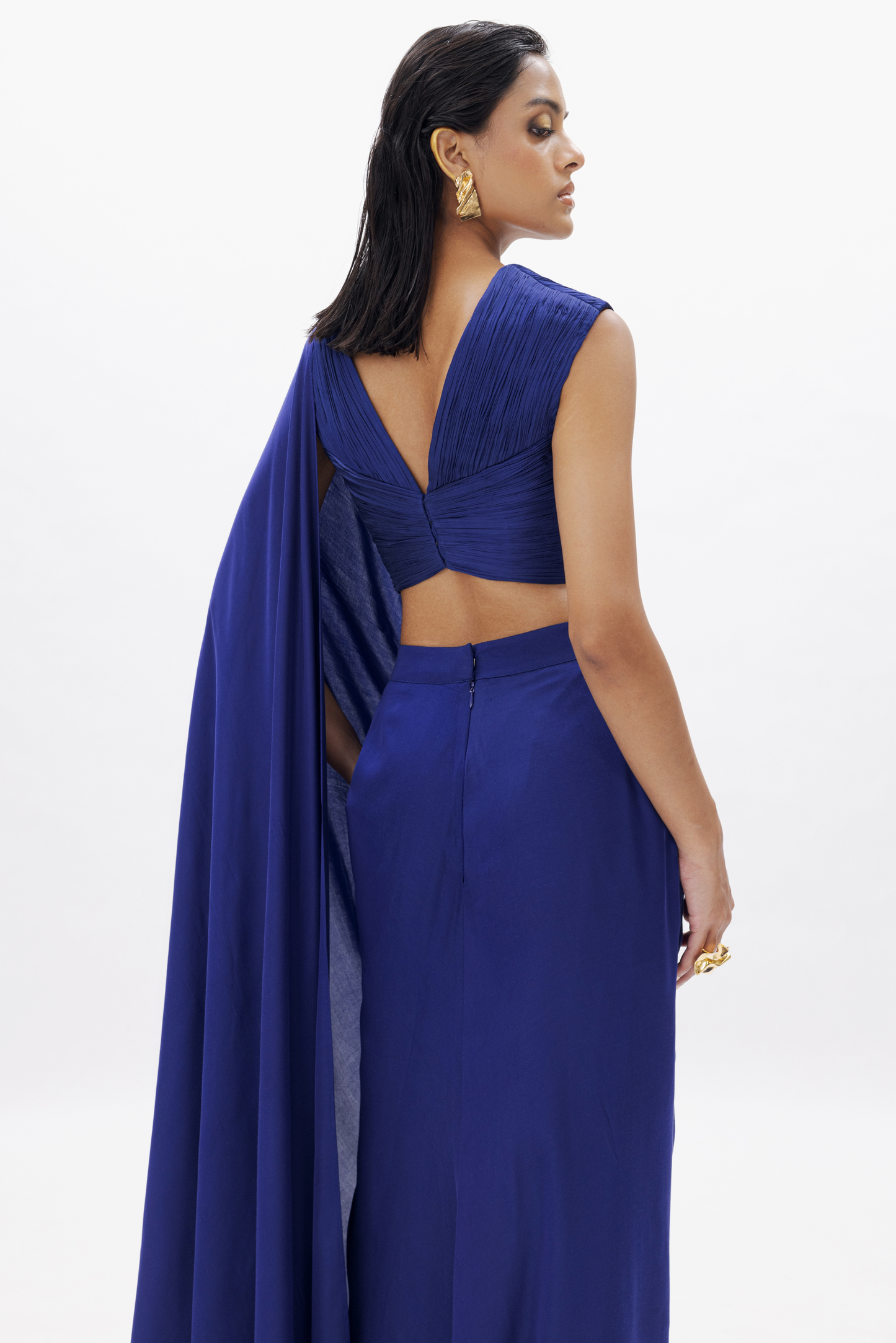 Jasmine Draped Saree in Royal Blue