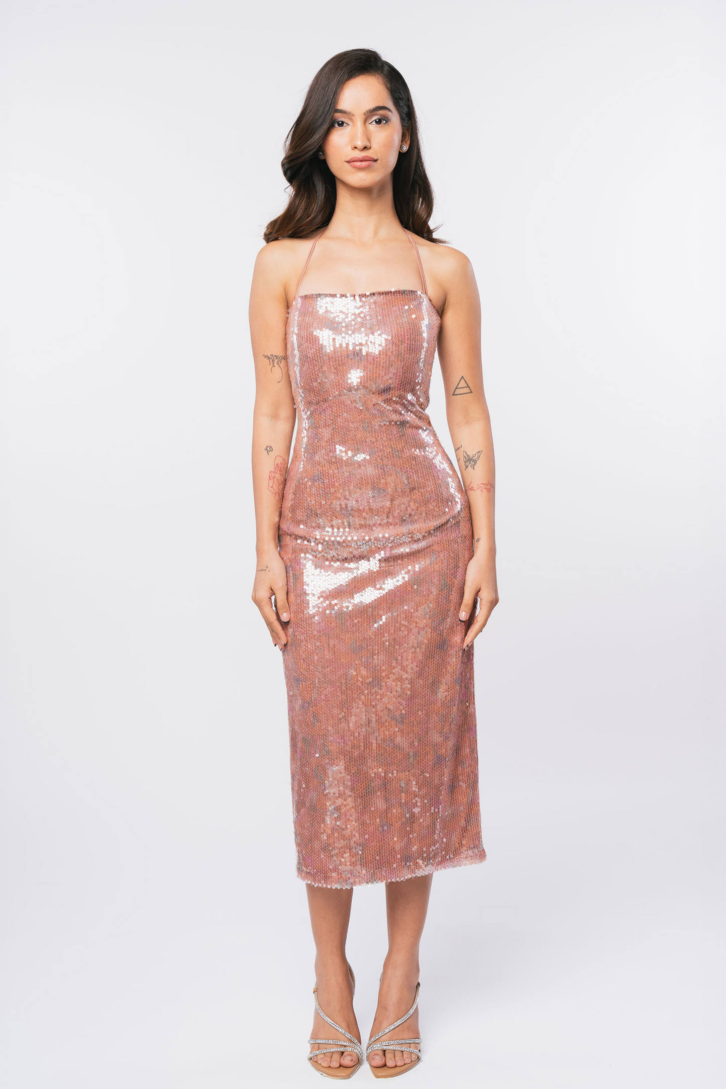 Peach Glow Sequin Dress