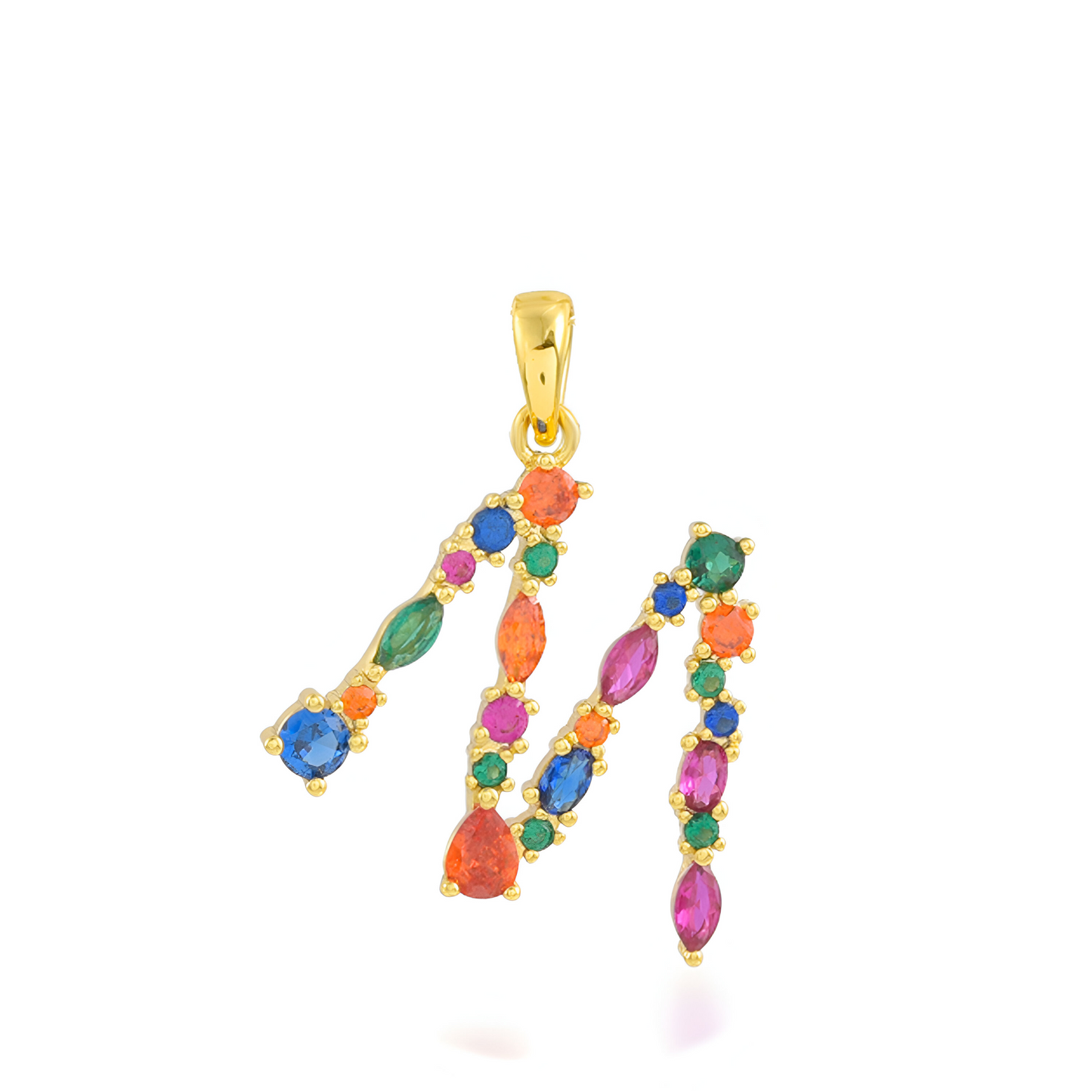 Multi Gemstone Alphabets Necklace - M