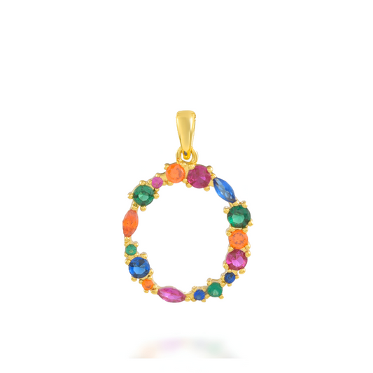 Multi Gemstone Alphabets Necklace - O