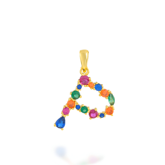 Multi Gemstone Alphabets Necklace - P