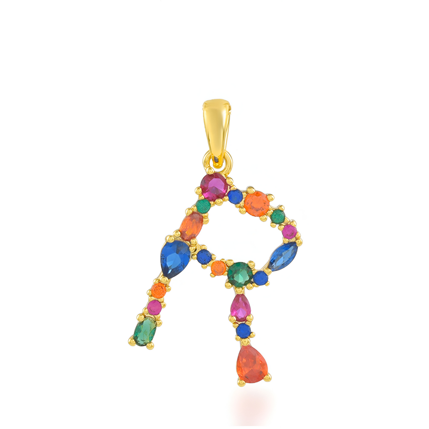 Multi Gemstone Alphabets Necklace - R