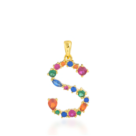 Multi Gemstone Alphabets Necklace - S