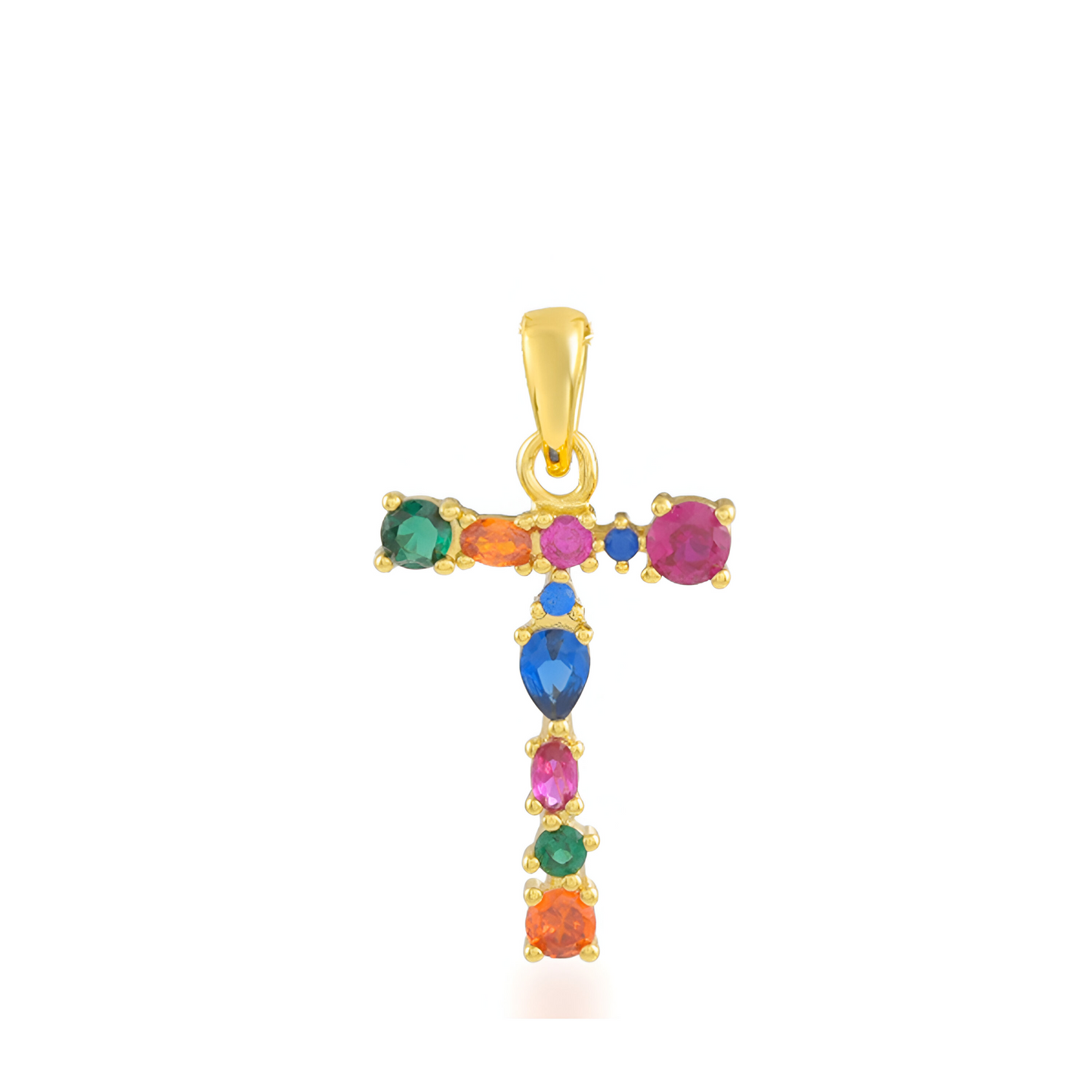 Multi Gemstone Alphabets Necklace - T