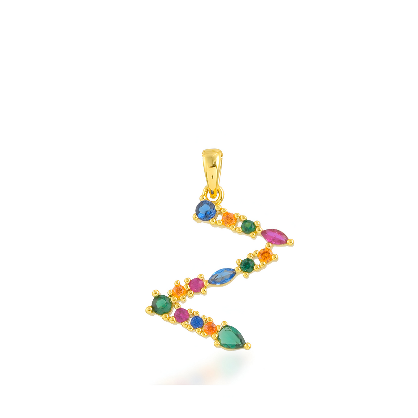 Multi Gemstone Alphabets Necklace - Z