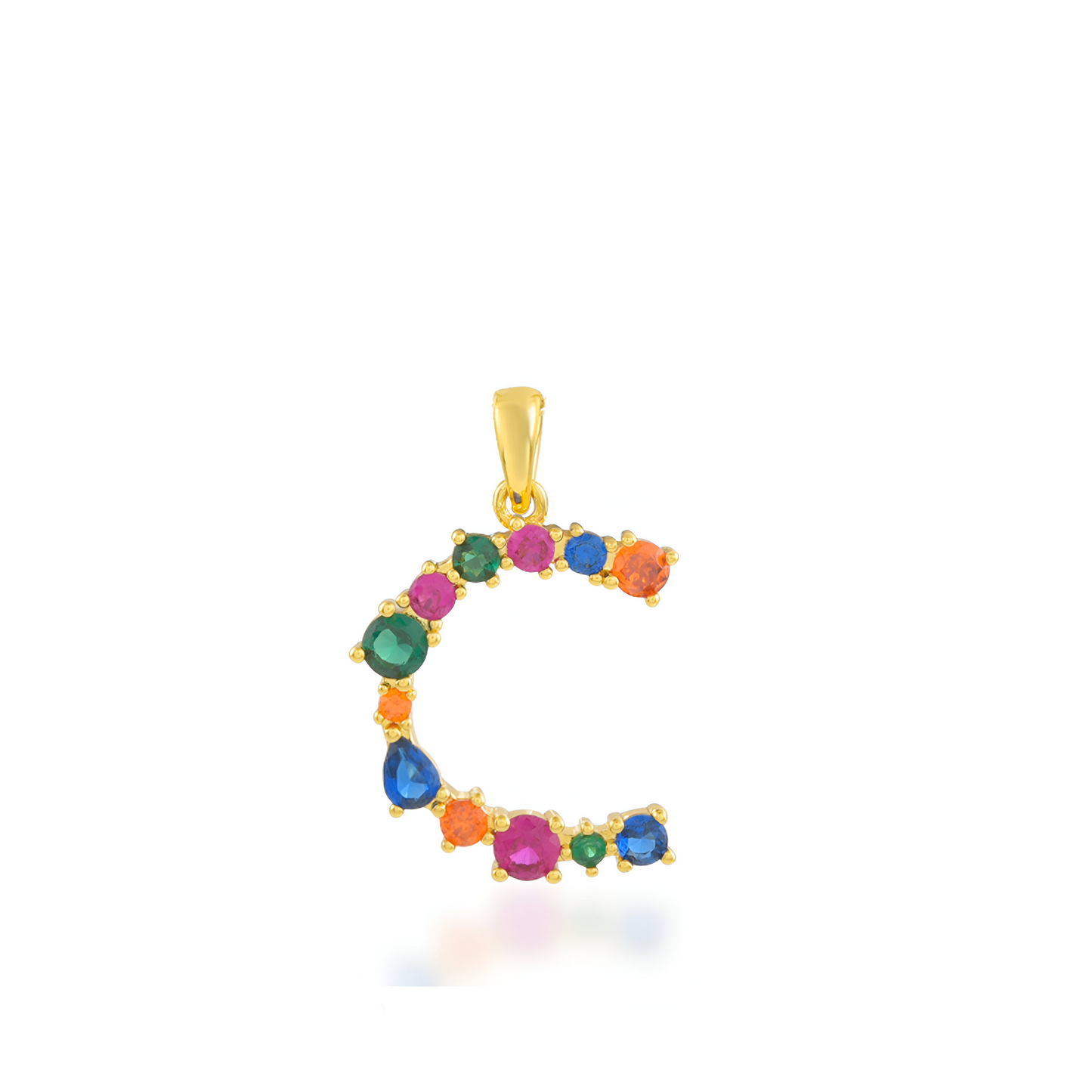 Multi Gemstone Alphabets Necklace - C