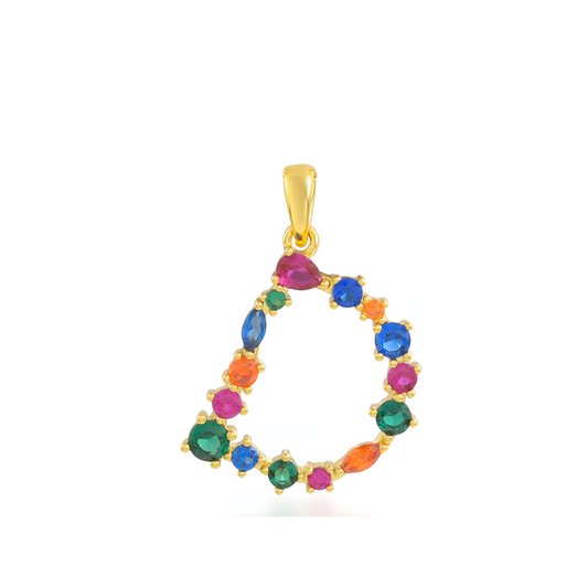 Multi Gemstone Alphabets Necklace - D