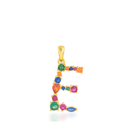 Multi Gemstone Alphabets Necklace - E