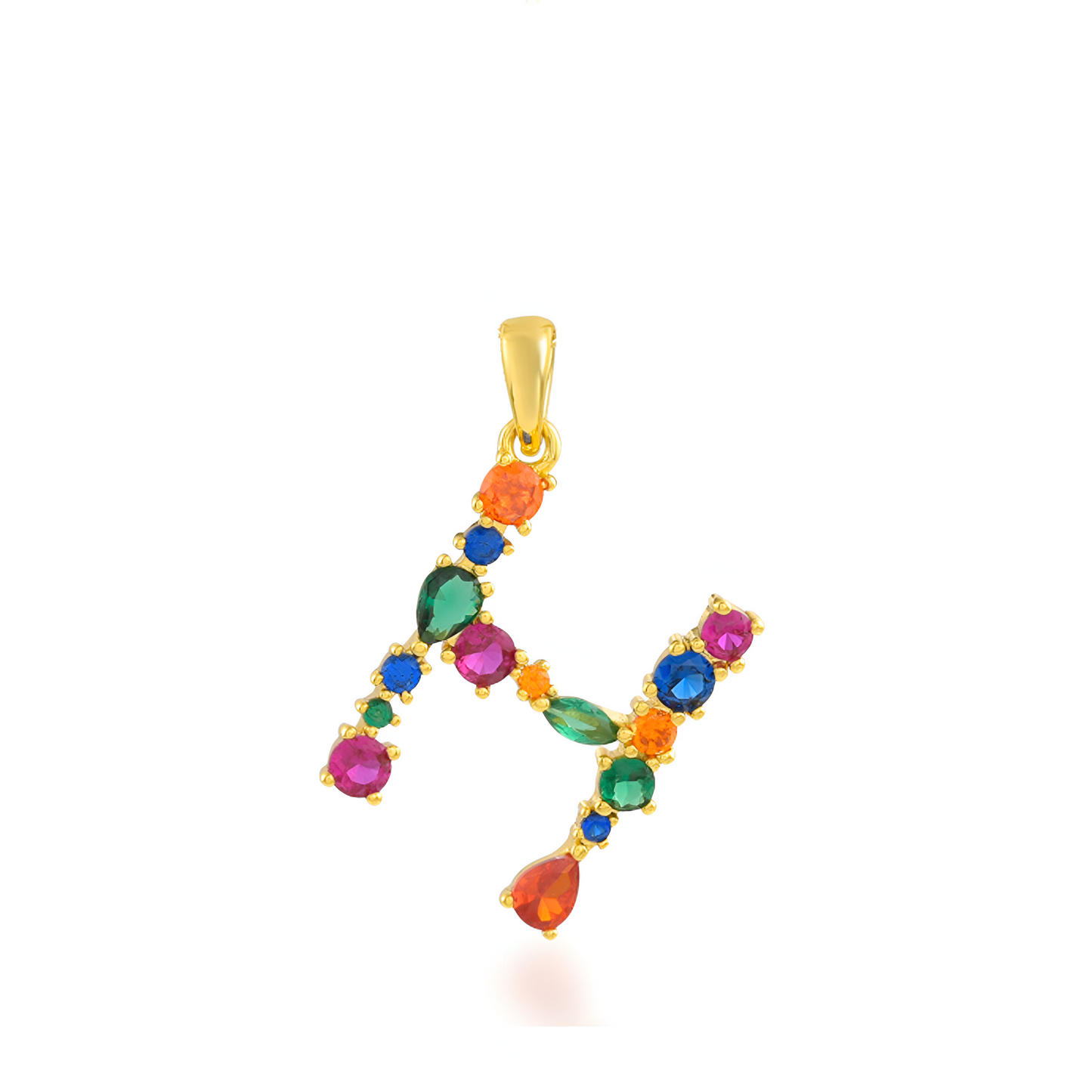 Multi Gemstone Alphabets Necklace - H