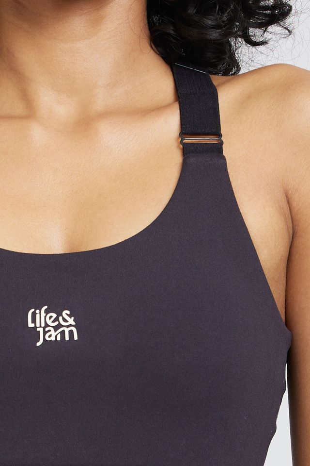 Adjustable Straps Sports Bra - Charcoal